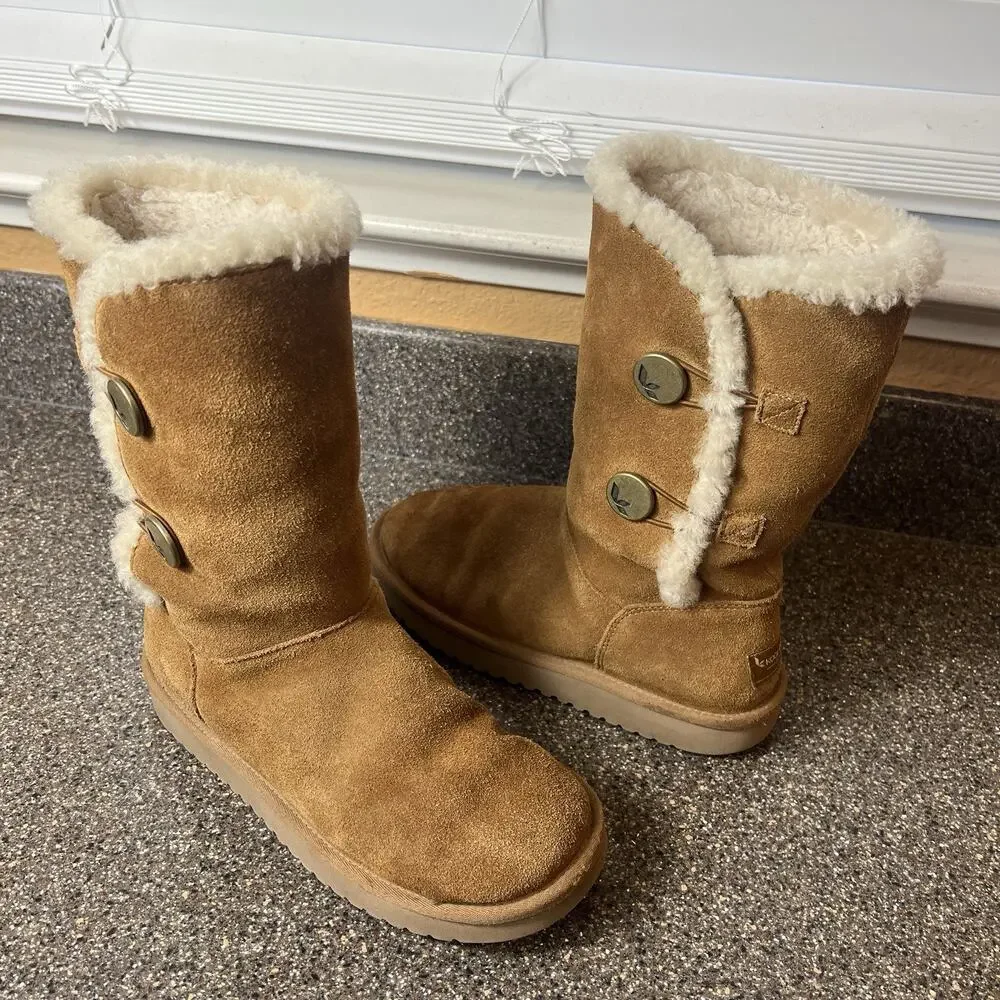Koolaburra By Ugg 1096409 Chestnut Winter Boots Women Sz 6 Sherpa Lining Pull On